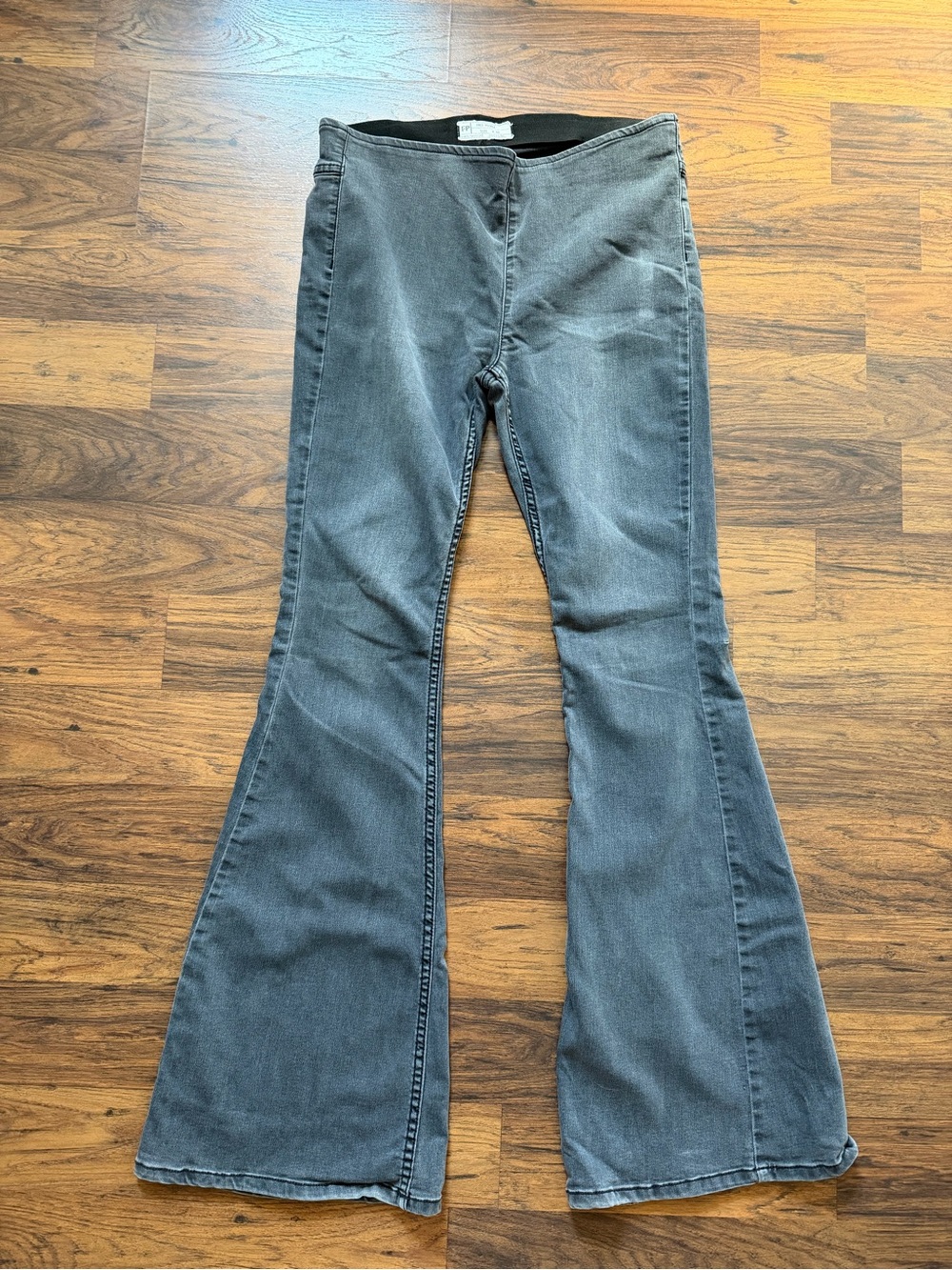 Free People Washed Black High-Rise Flare Jeans